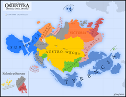 Mapa Kontynentu Wschodniego oraz dawnych ziem Artiq będących pod kontrolą Brytanii