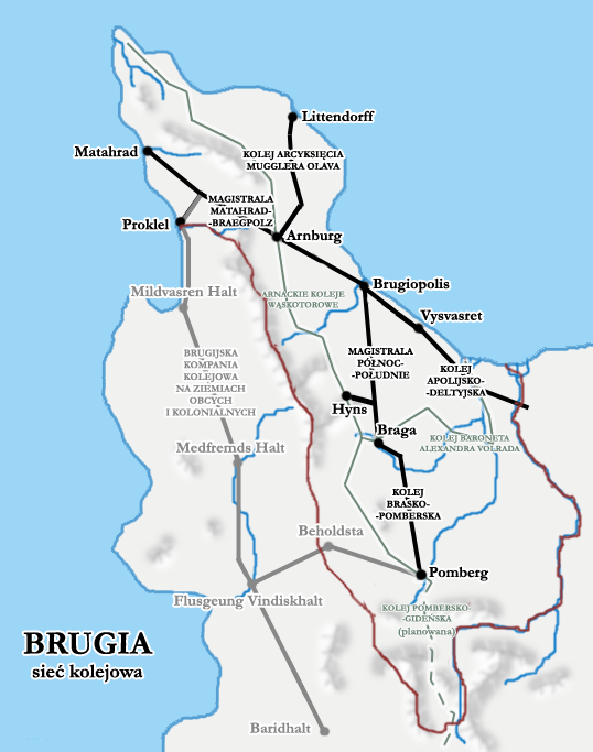 Mapa kolejowa Brugii